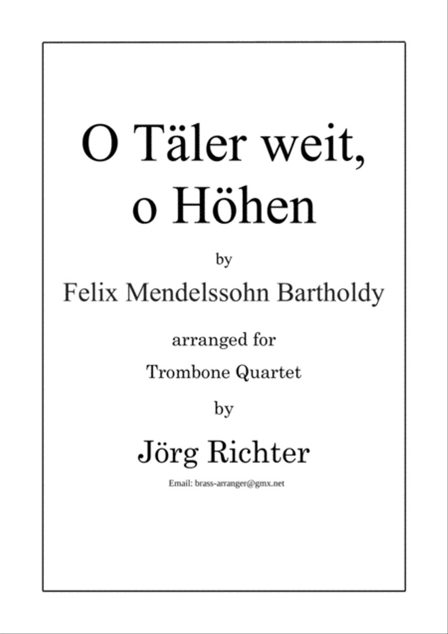 O Täler weit o Höhen for Trombone Quartet Brass Quartet scores gallery preview page 1