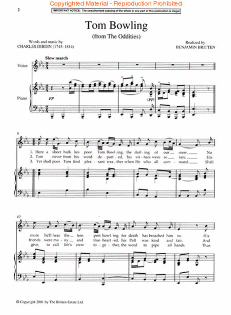 Tom Bowling and Other Song Arrangements Voice scores gallery preview page 2