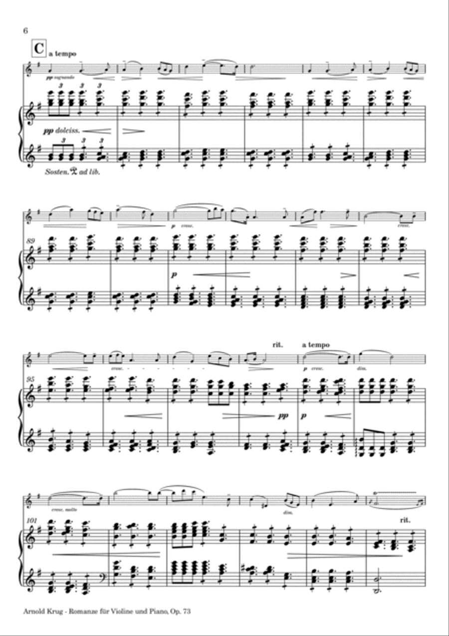 Romanze für Violine und Piano, Op. 73 Chamber Music scores gallery preview page 6