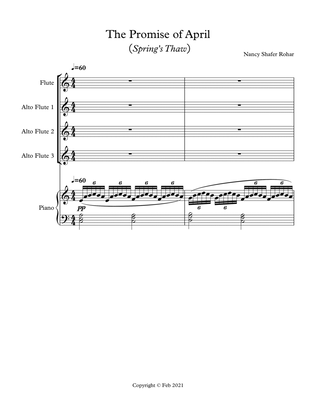 The Promise of April for flute, 3 alto flutes, and piano