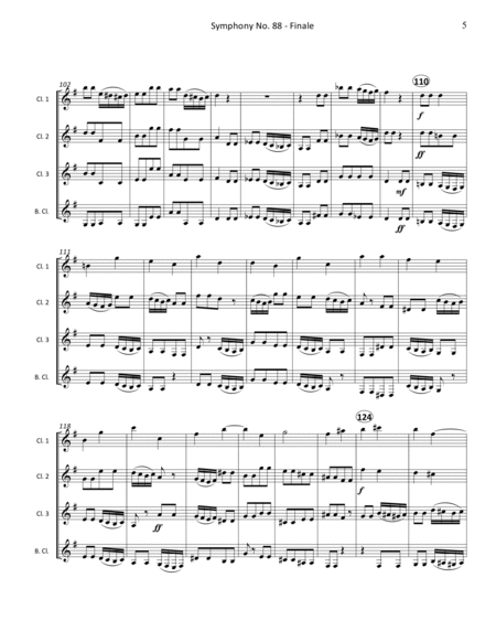 Symphony No. 88 Finale (4th Movement) for Clarinet Quartet image number null