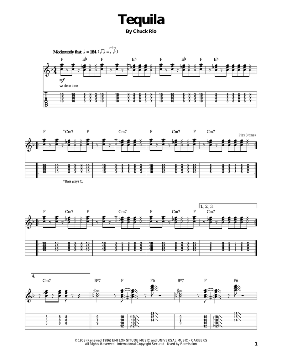 Tequila Acoustic Guitar scores gallery preview page 1