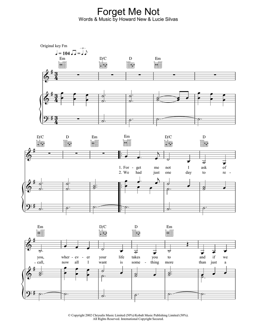 Forget Me Not Acoustic Guitar scores gallery preview page 1