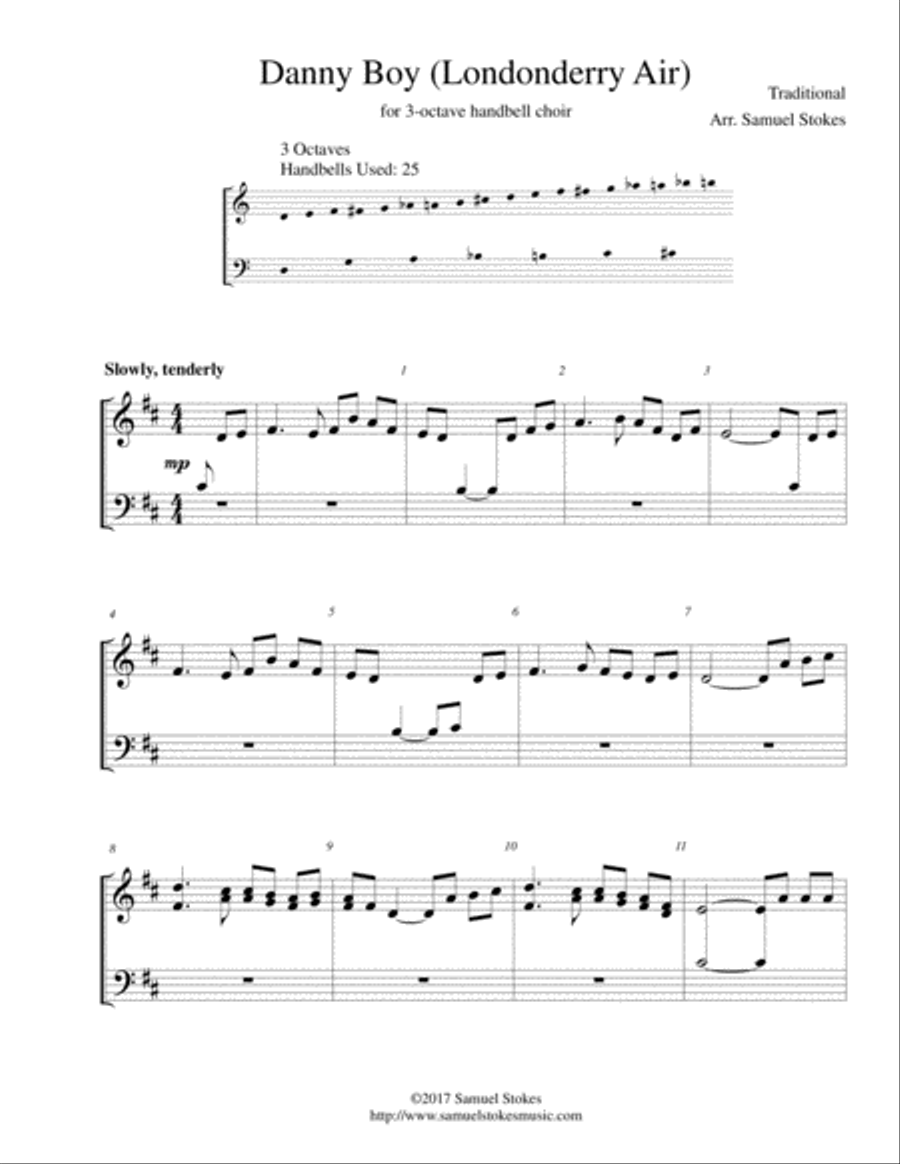 Danny Boy (Londonderry Air) - for 3-octave handbell choir 3-Octaves scores gallery preview page 1