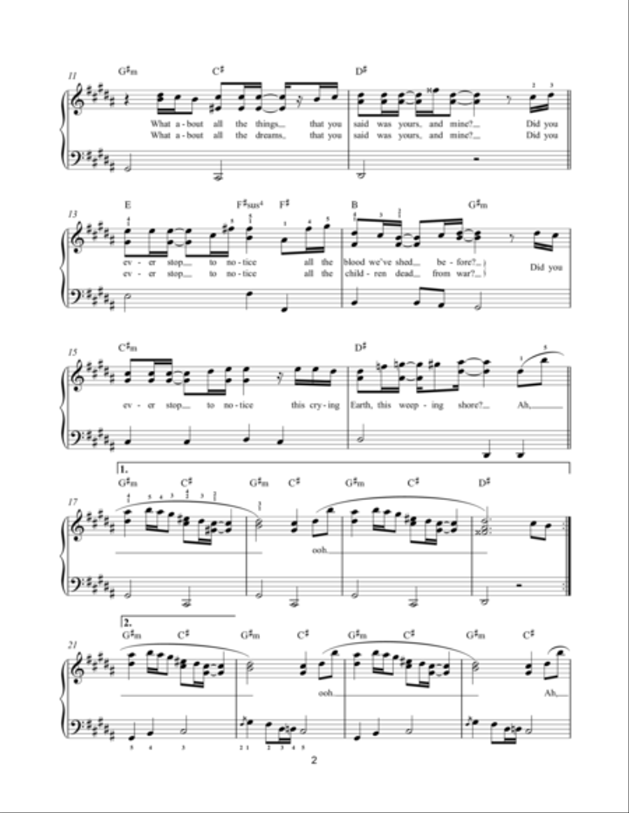 Earth Song Easy Piano scores gallery preview page 2