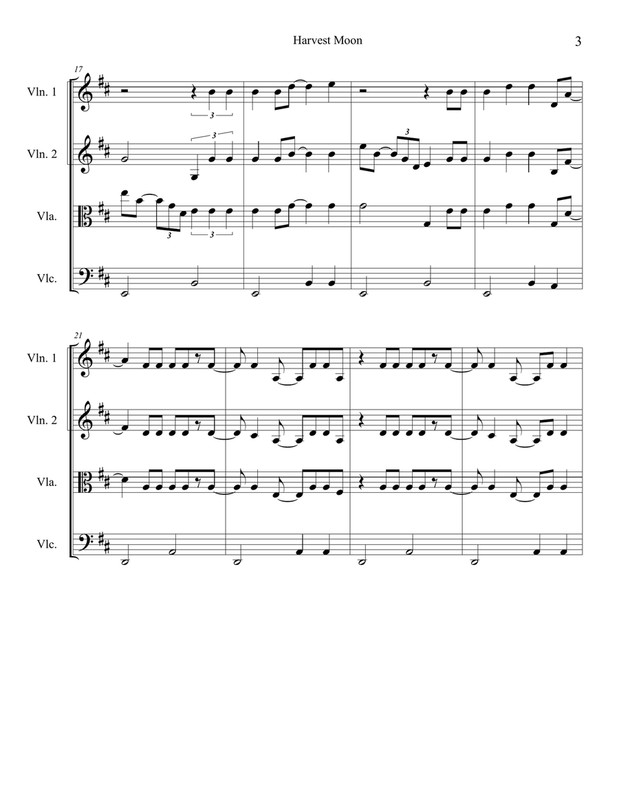Harvest Moon String Quartet scores gallery preview page 3