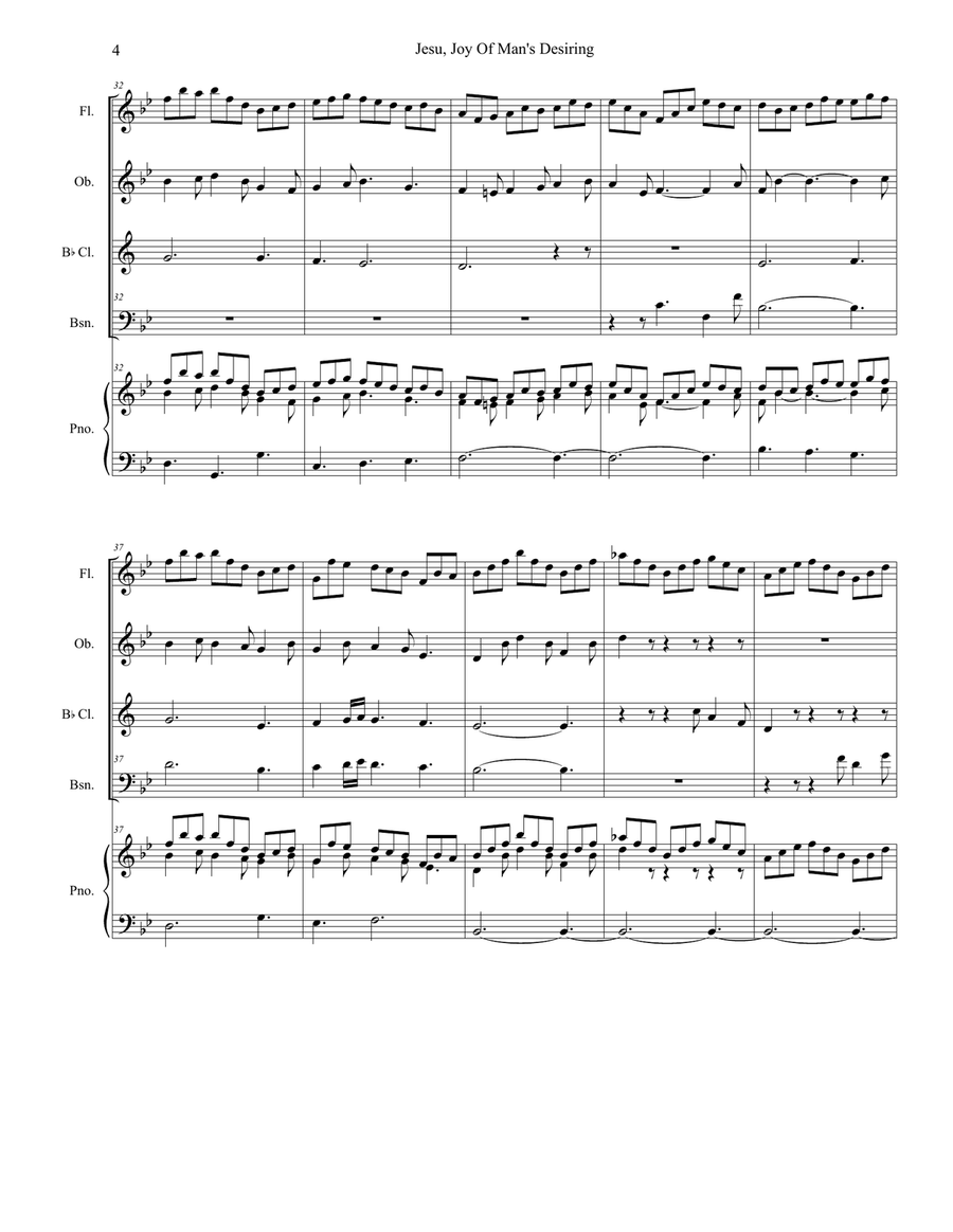 Jesu, Joy Of Man's Desiring (for Woodwind Quartet and Piano) Woodwind Quartet scores gallery preview page 5