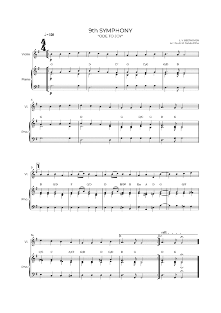 9th SYMPHONY - VIOLIN & PIANO Violin Solo scores gallery preview page 2