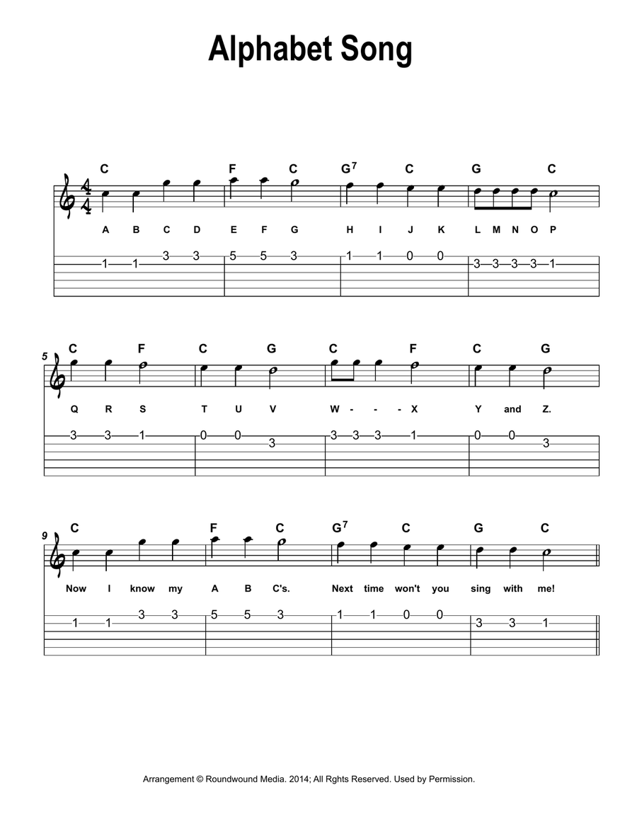 Itsy Bitsy Spider - Bass Guitar Sheet Music and Tab with Chords and Lyrics