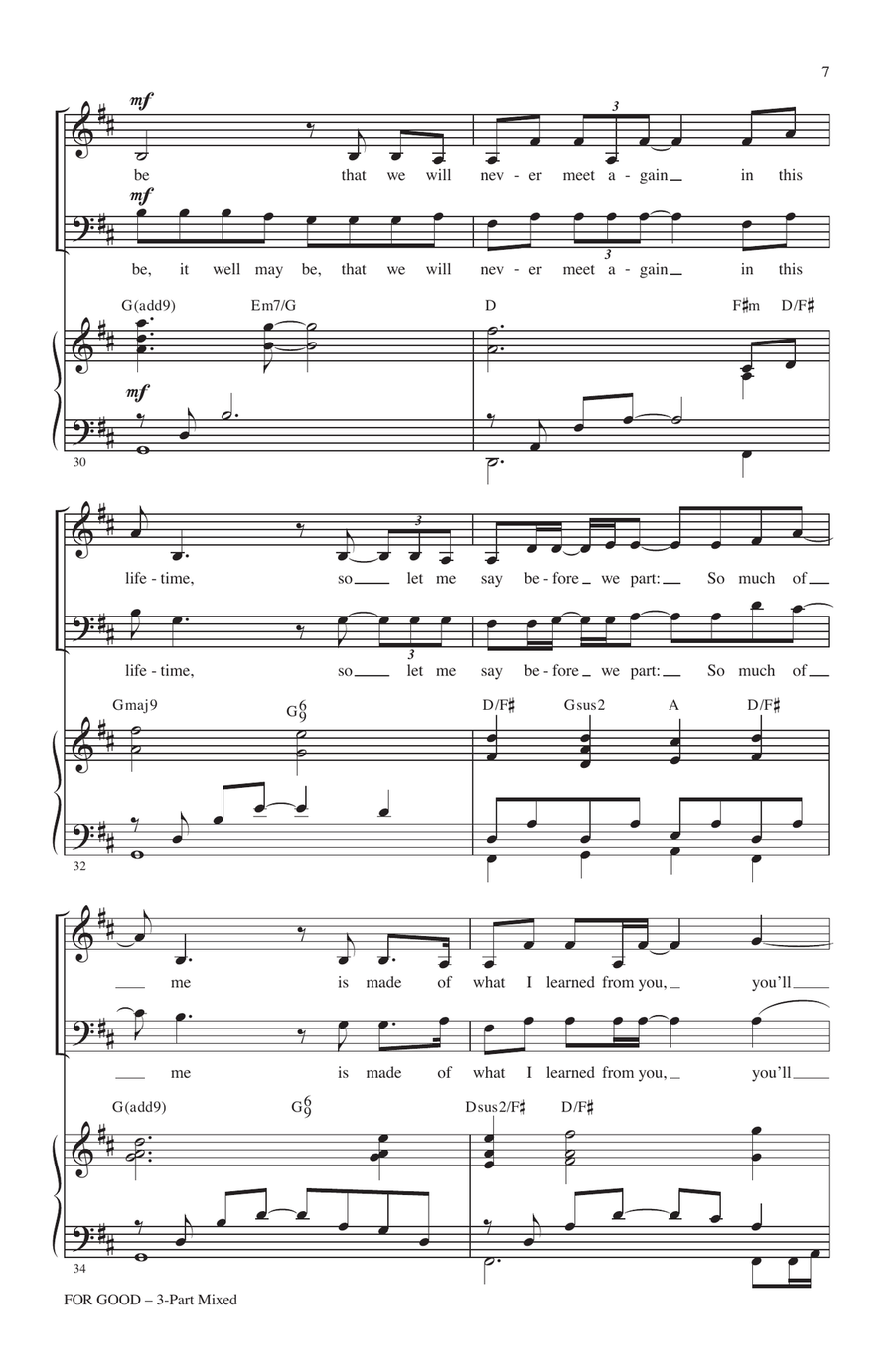 For Good (from Wicked) (arr. Roger Emerson) 3-Part scores gallery preview page 5