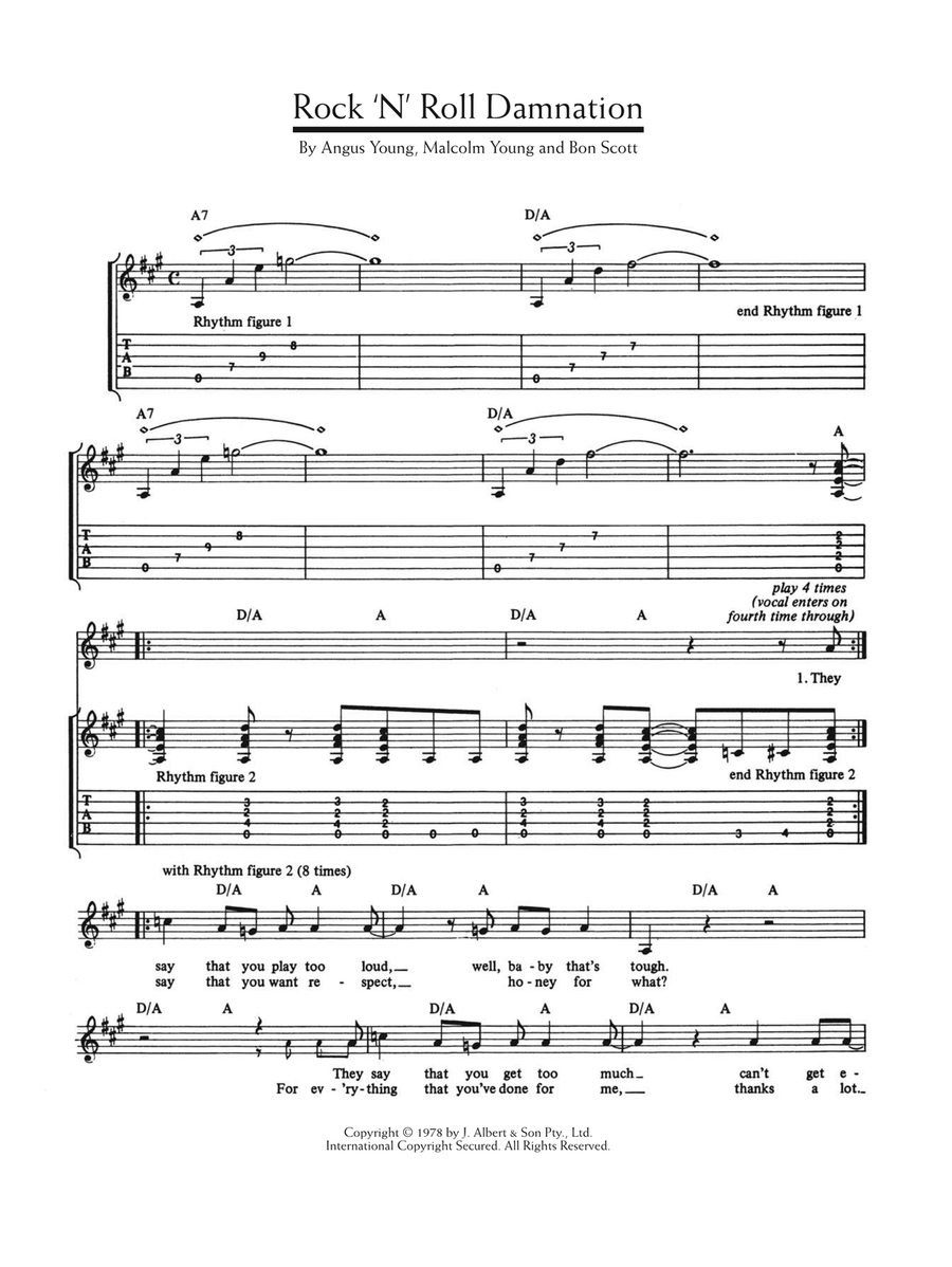 Rock 'n' Roll Damnation Guitar Tablature scores gallery preview page 1