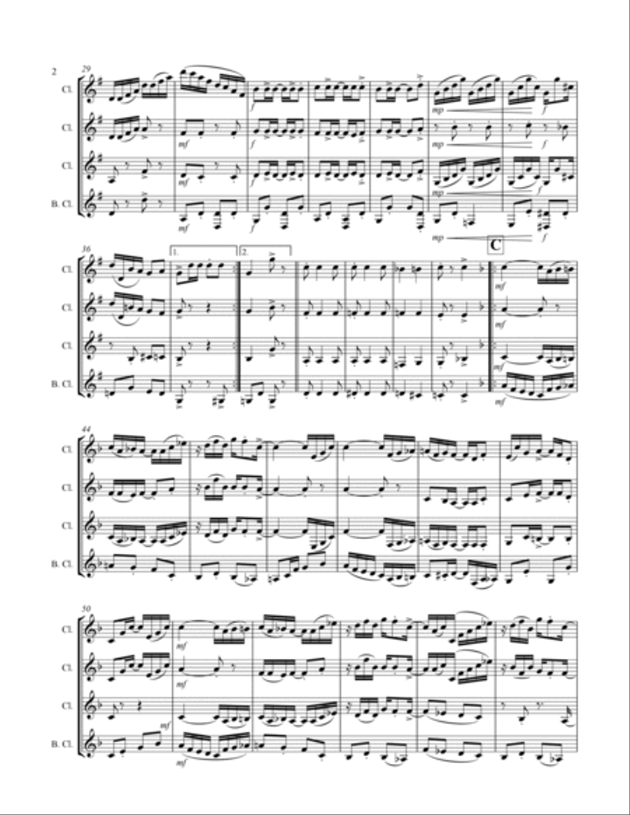 Joplin - “The Cascades” (for Clarinet Quartet) Clarinet Quartet scores gallery preview page 3
