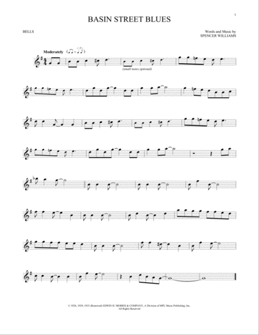 Basin Street Blues Glockenspiel scores gallery preview page 1