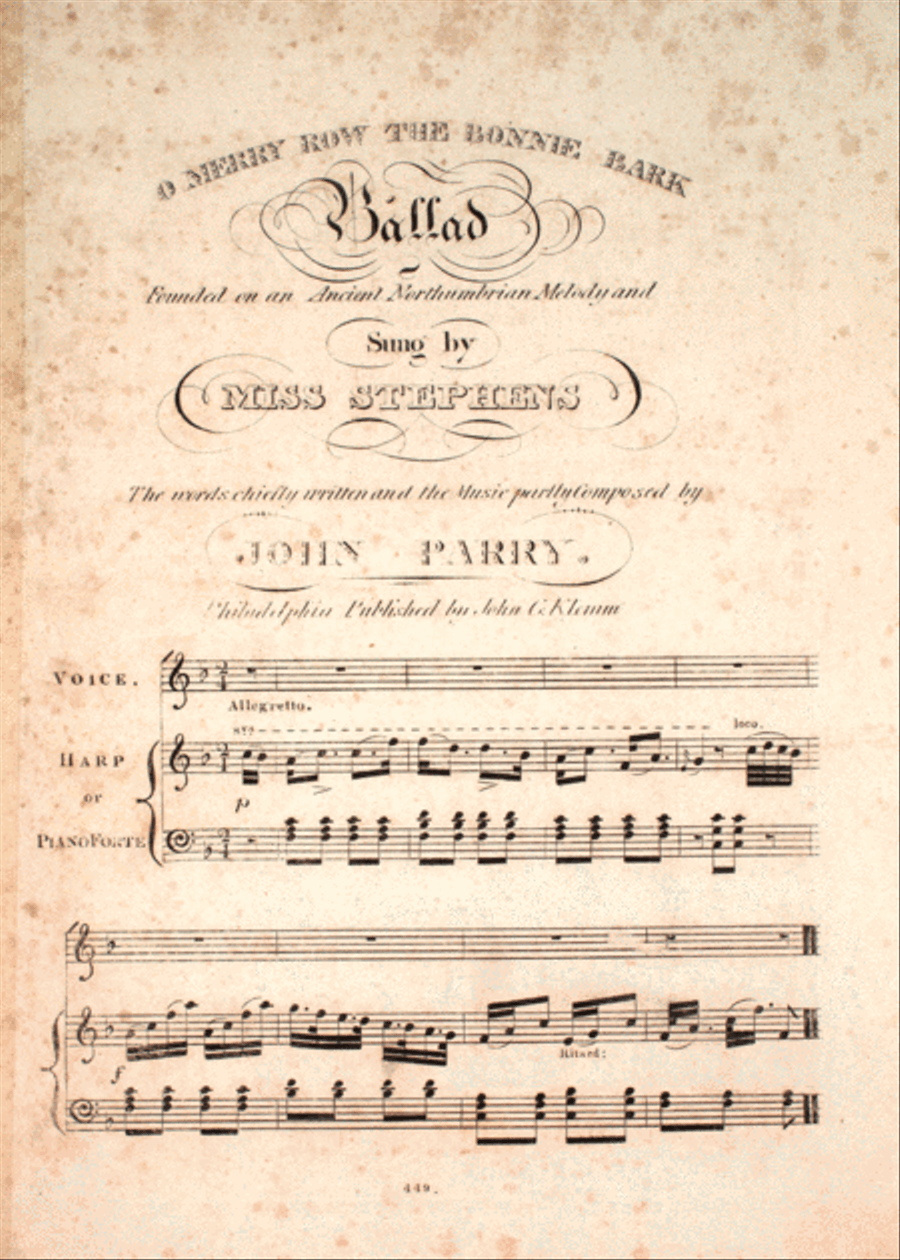 O Merry Row the Bonnie Bark. Ballad Voice scores gallery preview page 1