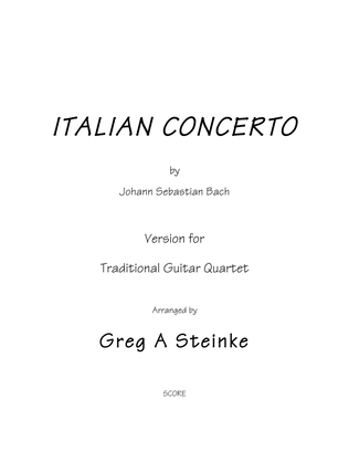 Bach ITALIAN CONCERTO arr. For trad. Guitar Quartet