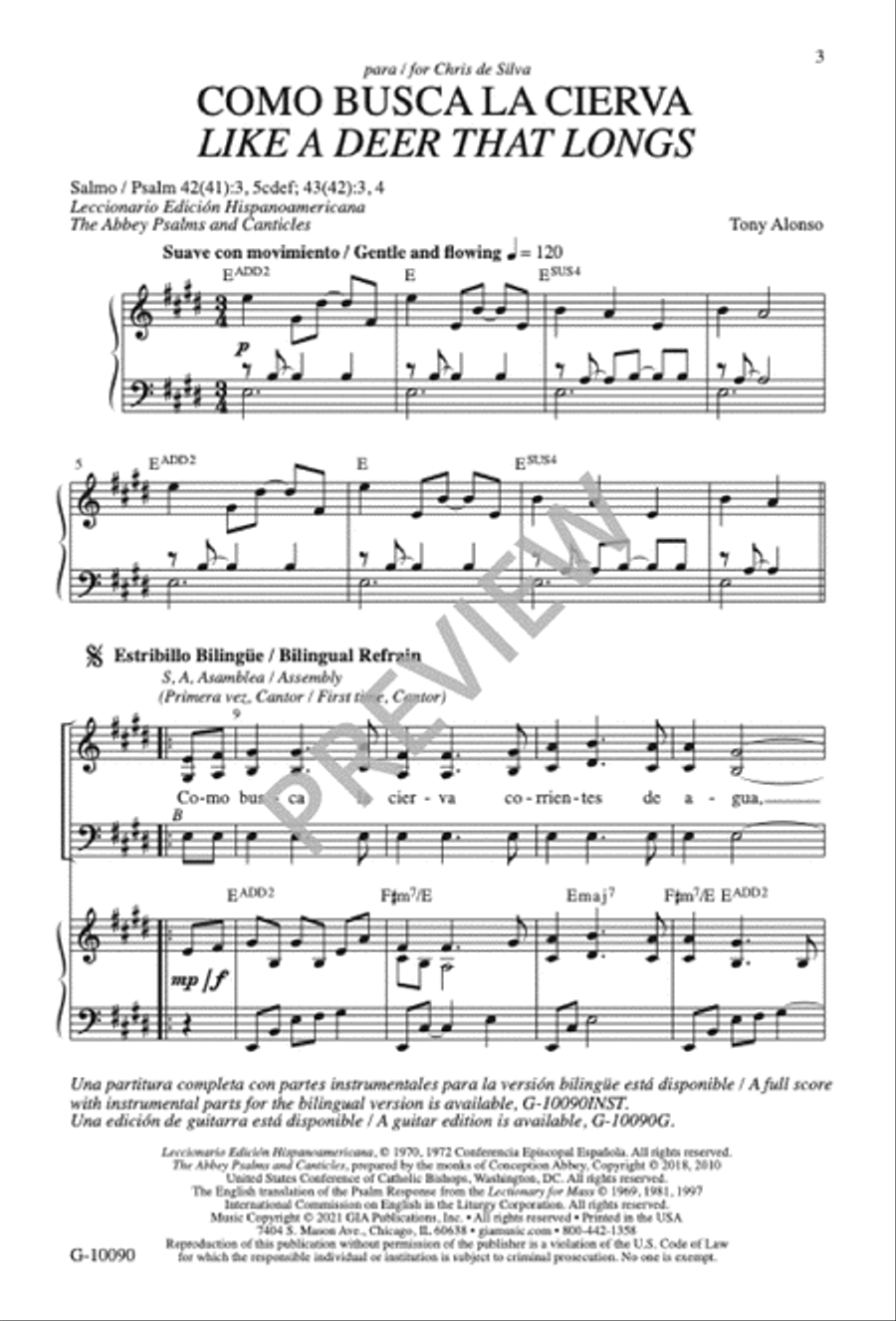 Como Busca la Cierva / Like a Deer That Longs 3-Part scores gallery preview page 4