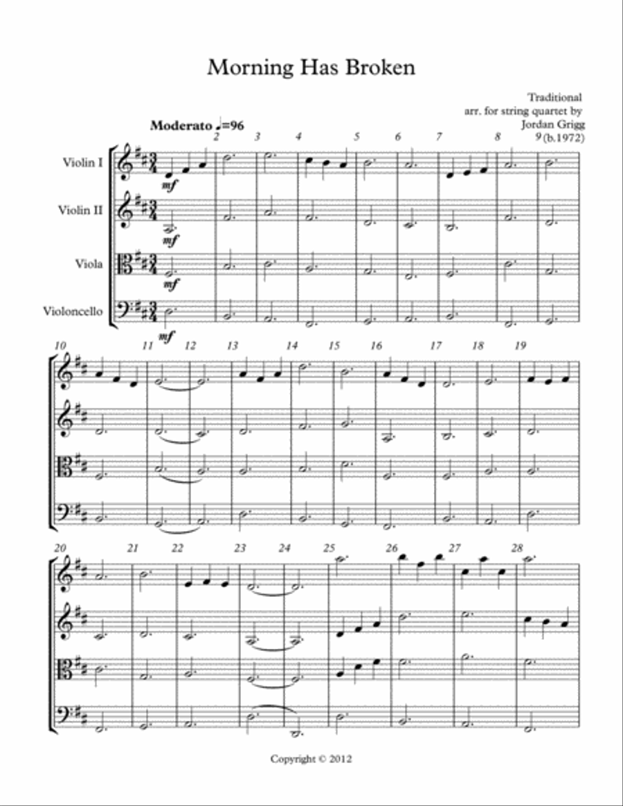 Morning Has Broken (String Quartet) String Quartet scores gallery preview page 2