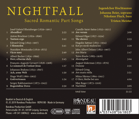 Jugendchor Hochtaunus: Nightfall - Sacred Romanitc Part Songs