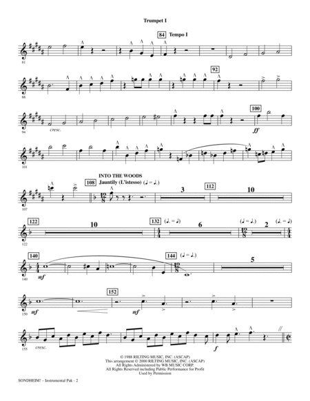 Sondheim! A Choral Celebration (Medley) (arr. Mac Huff) - Bb Trumpet 1