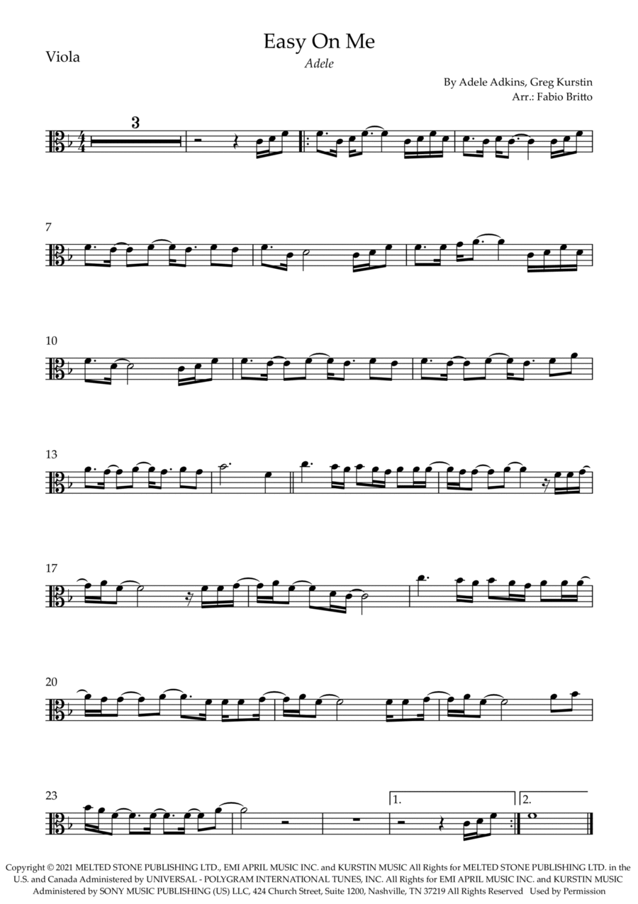 Easy On Me Viola Solo scores gallery preview page 1