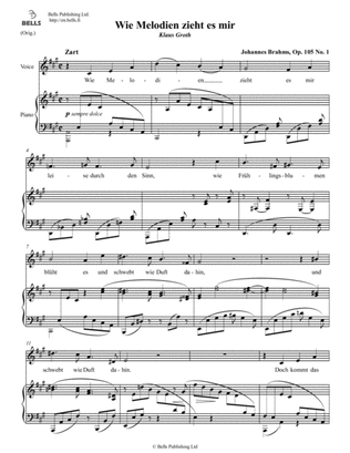 Wie Melodien zieht es mir, Op. 105 No. 1 (Original key. A Major)