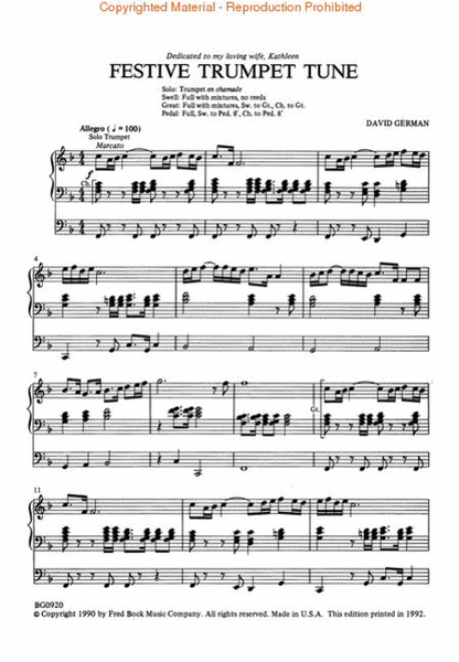 Festive Trumpet Tune - Organ Solo Or Organ/Bb Trumpet