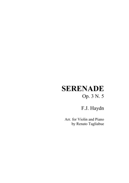 SERENADE Op. 3 N. 5 F.J. Haydn Arr. for Violin and Piano image number null