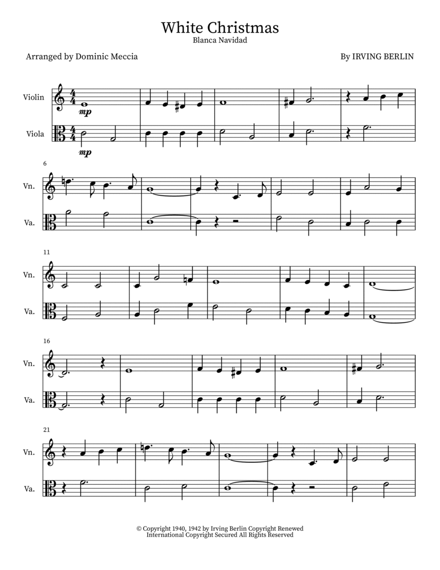 White Christmas White Christmas String Duet scores gallery preview page 1