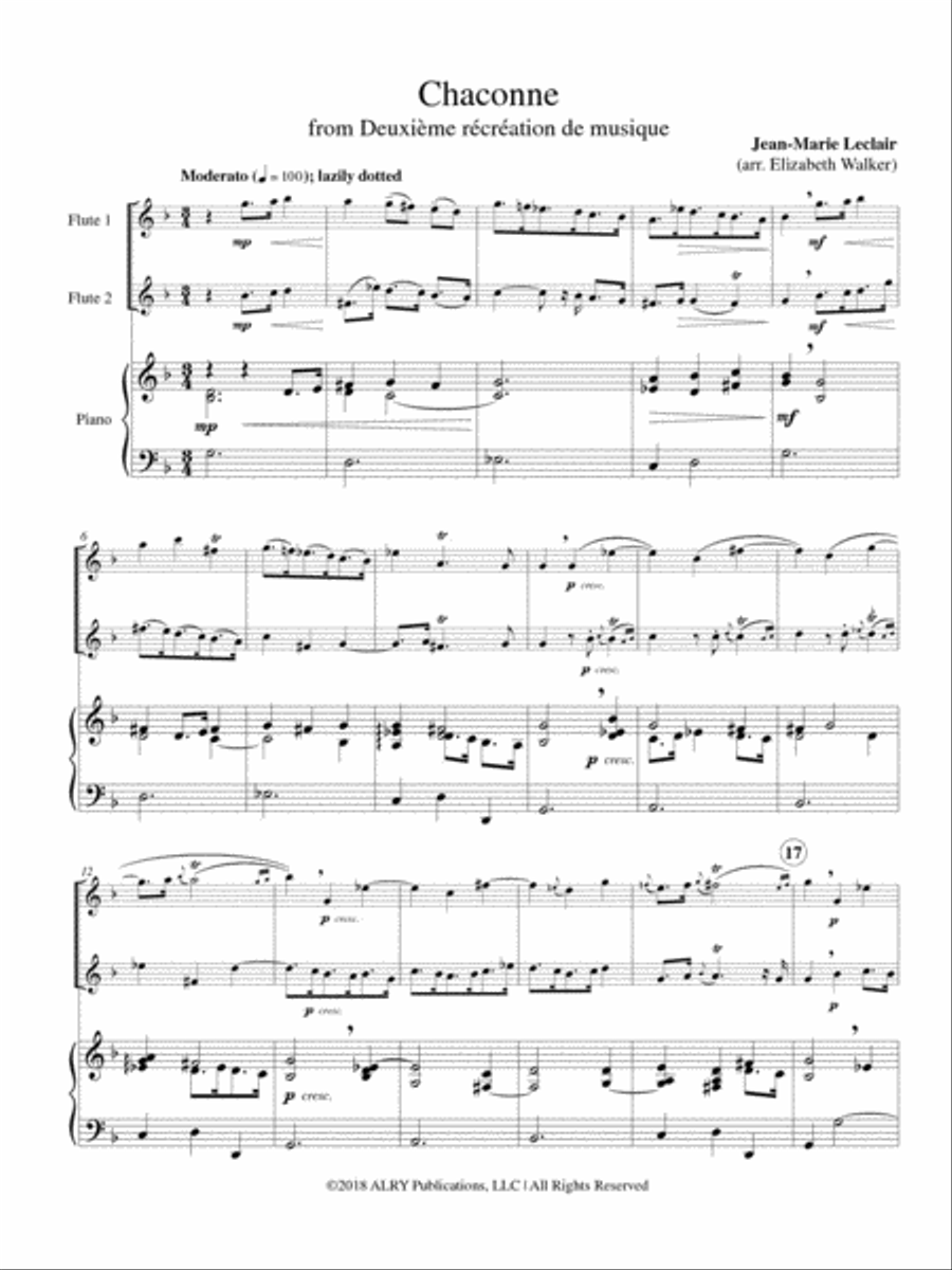 Chaconne from Deuxieme Recreation de Musique, Op. 8 Flute Duet scores gallery preview page 2