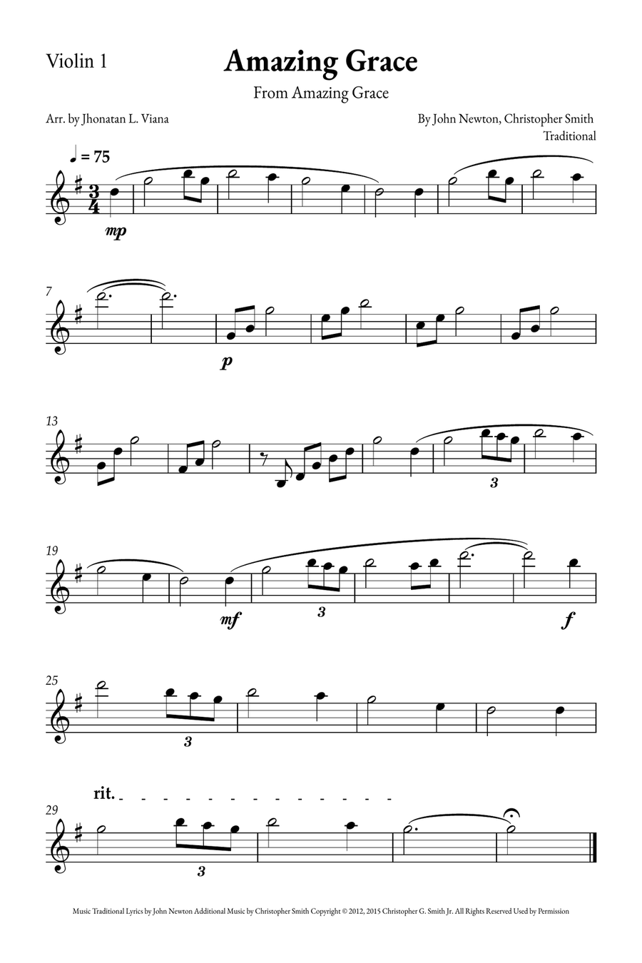 Amazing Grace String Quintet scores gallery preview page 4