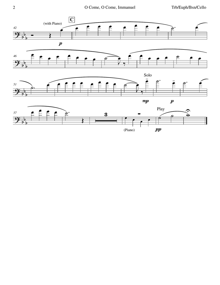 O Come, O Come, Immanuel (Emmanuel) - Trombone & Piano Piano scores gallery preview page 2