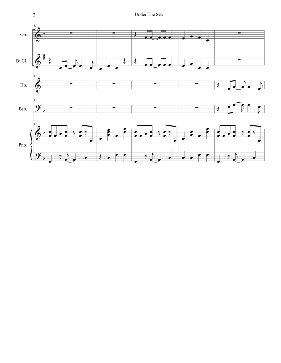 Under The Sea Under The Sea Woodwind Quintet scores gallery preview page 2