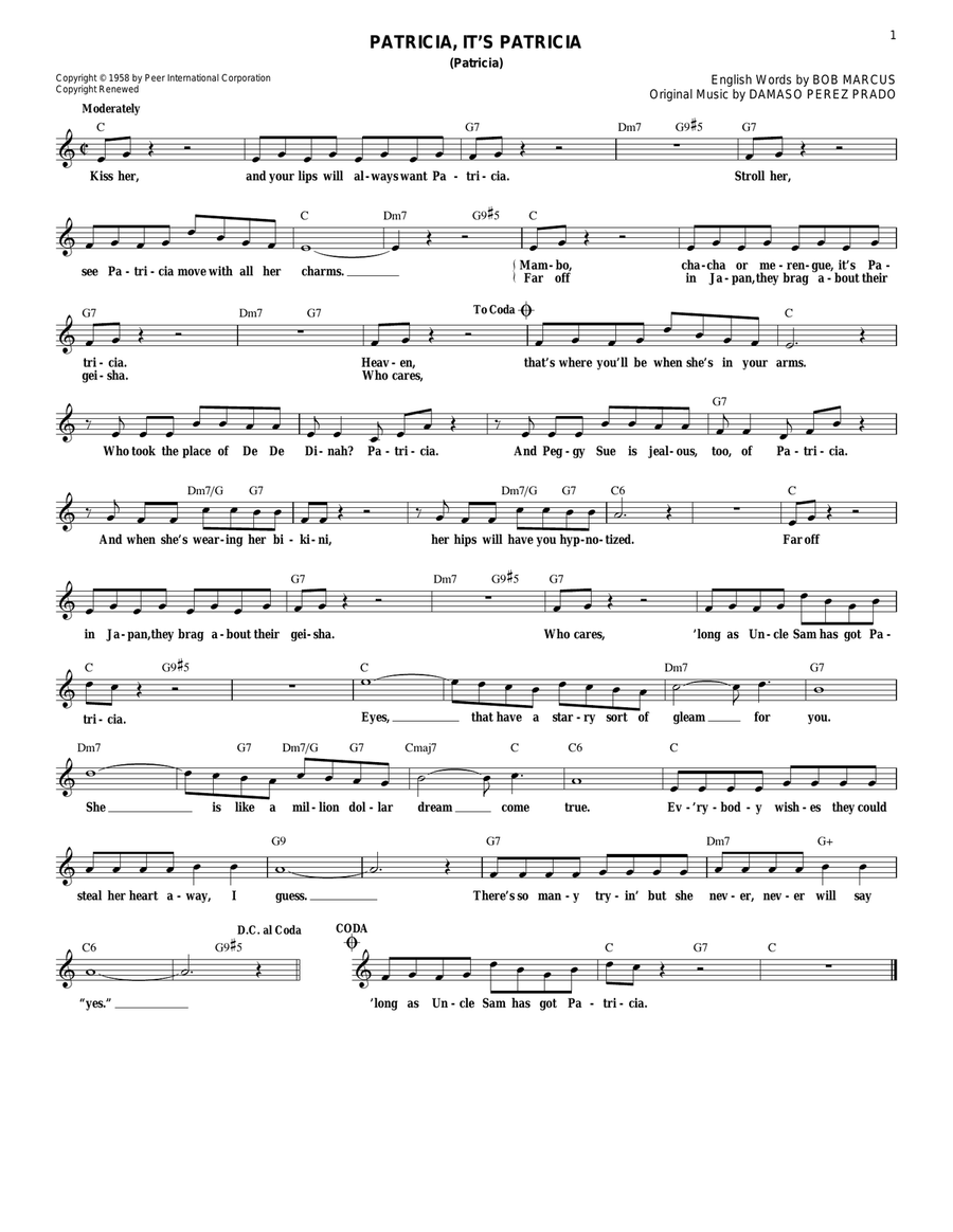 Patricia, It's Patricia (Patricia) Electric Guitar scores gallery preview page 1