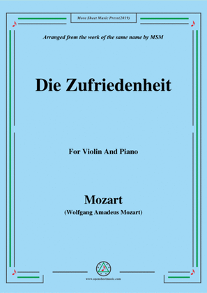 Book cover for Mozart-Die zufriedenheit,for Violin and Piano