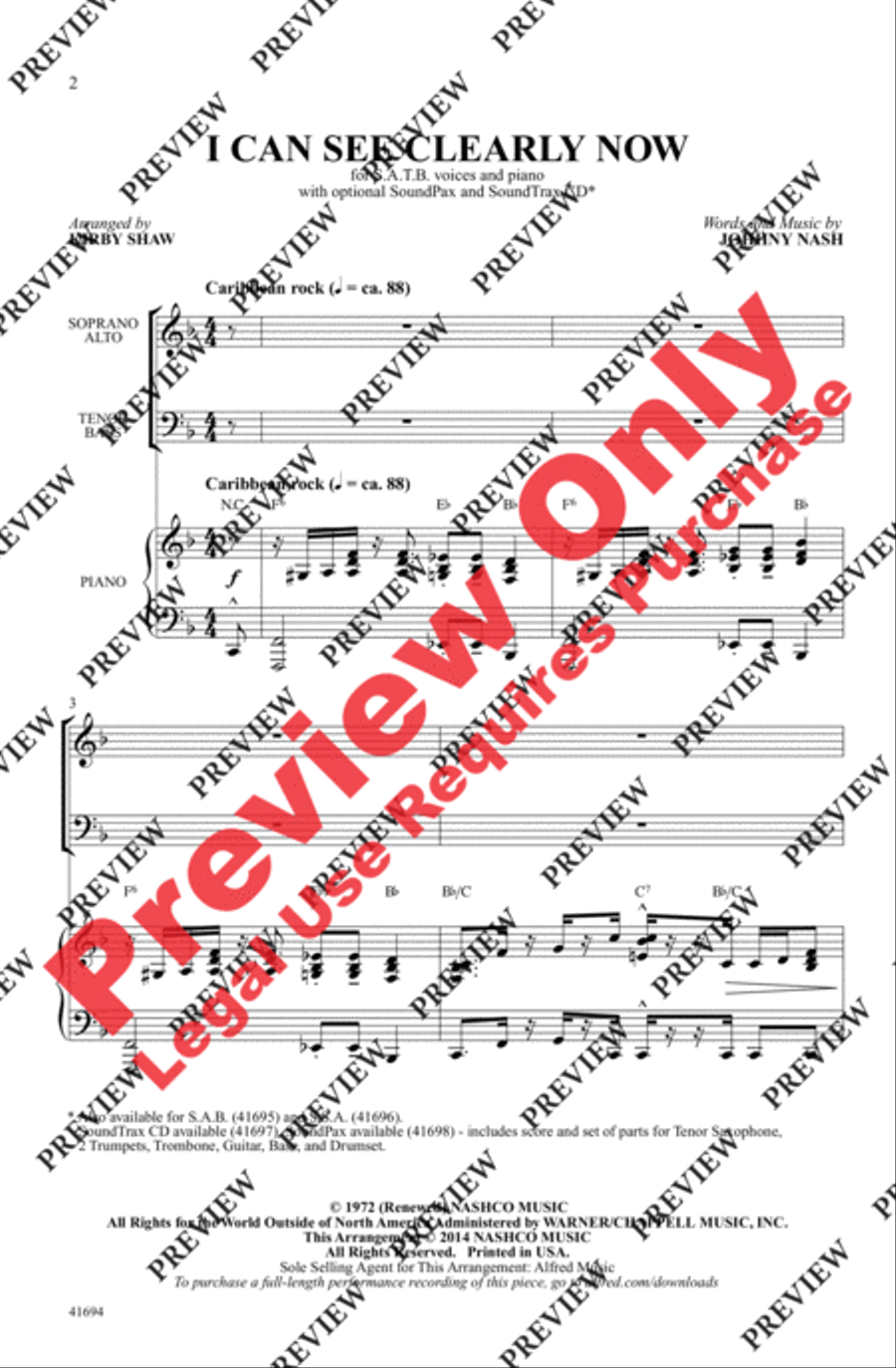 I Can See Clearly Now - SoundTrax CD (CD only) Choir scores gallery preview page 2