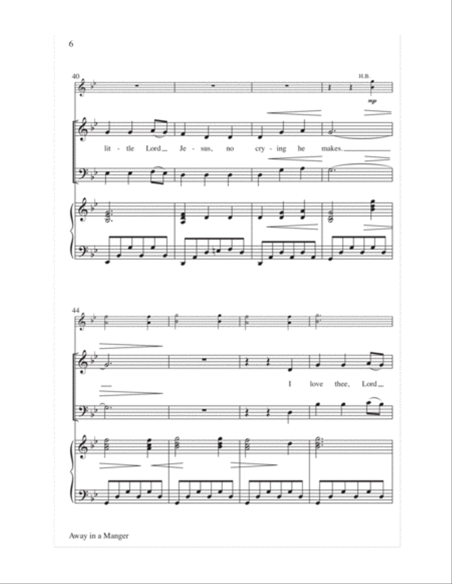 Away in a Manger 4-Part scores gallery preview page 7