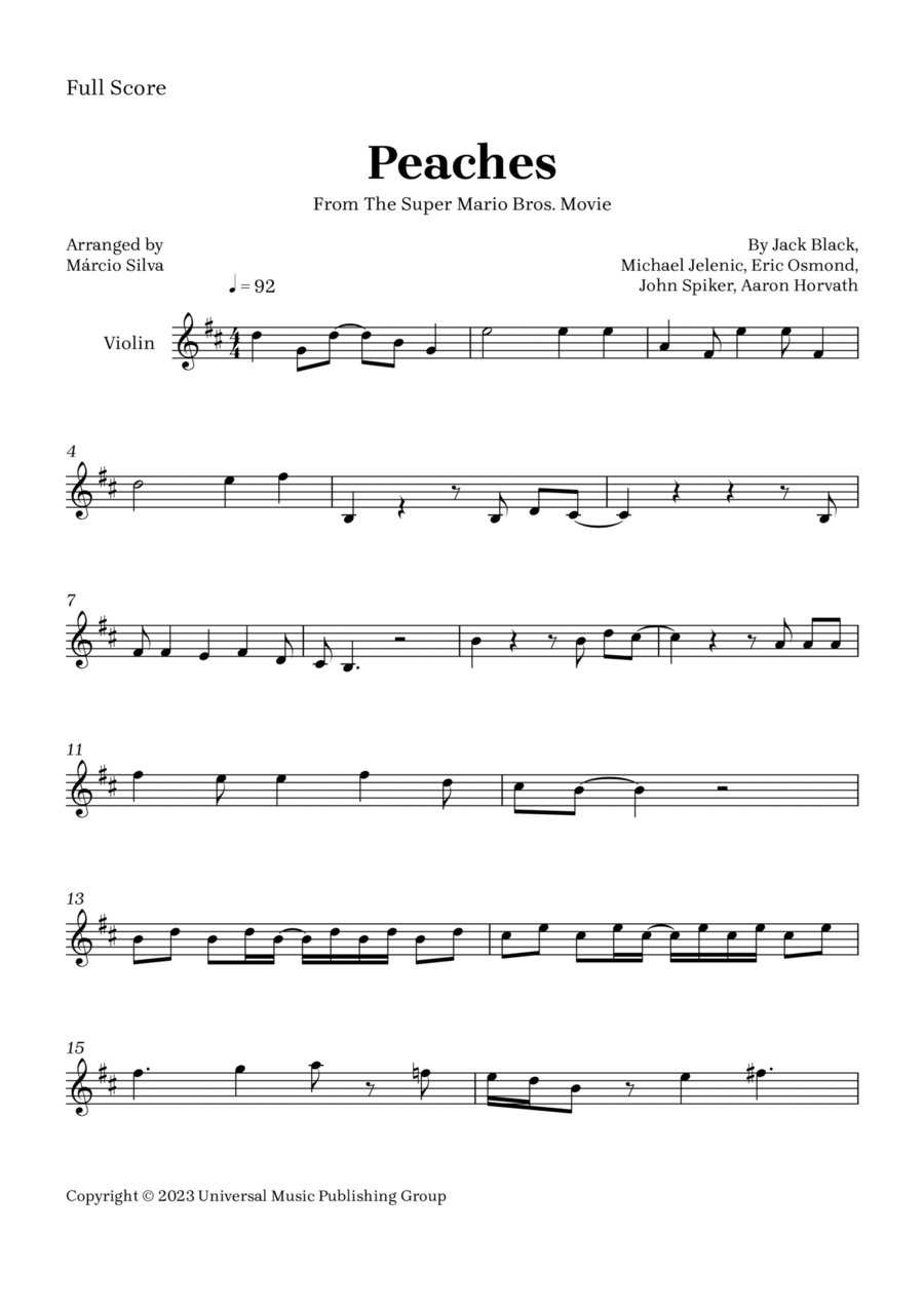 Peaches Peaches Violin Solo scores gallery preview page 1