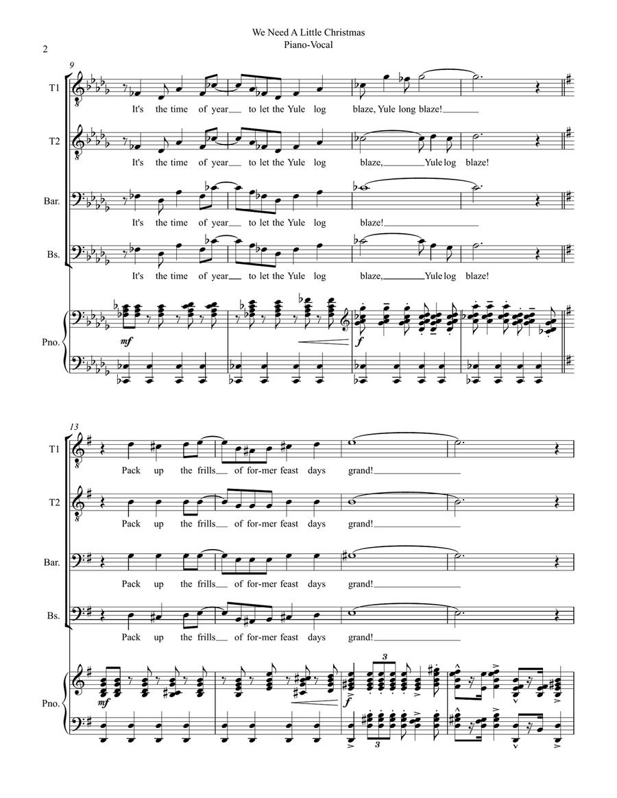 We Need A Little Christmas TTBB scores gallery preview page 2