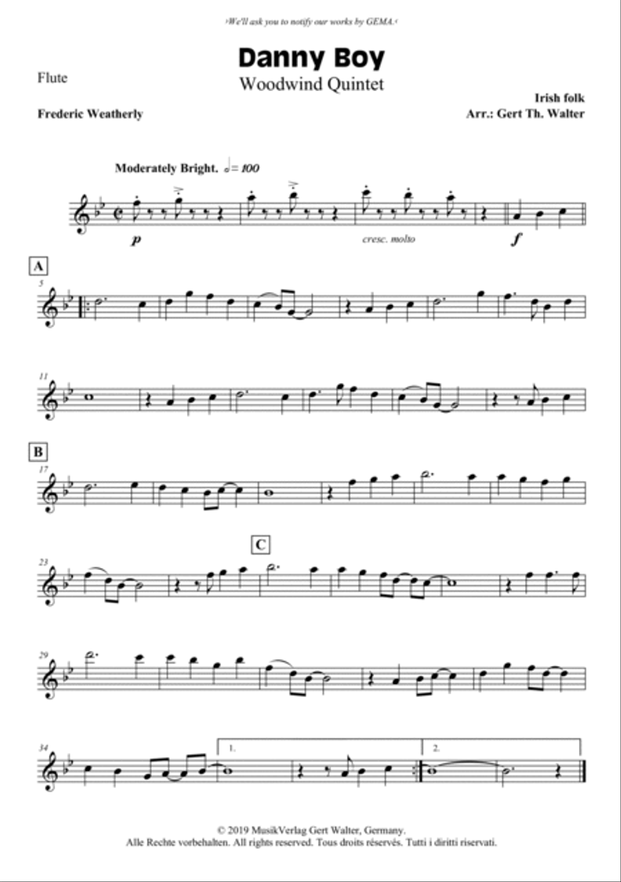 Danny Boy Danny Boy Woodwind Quintet scores gallery preview page 5
