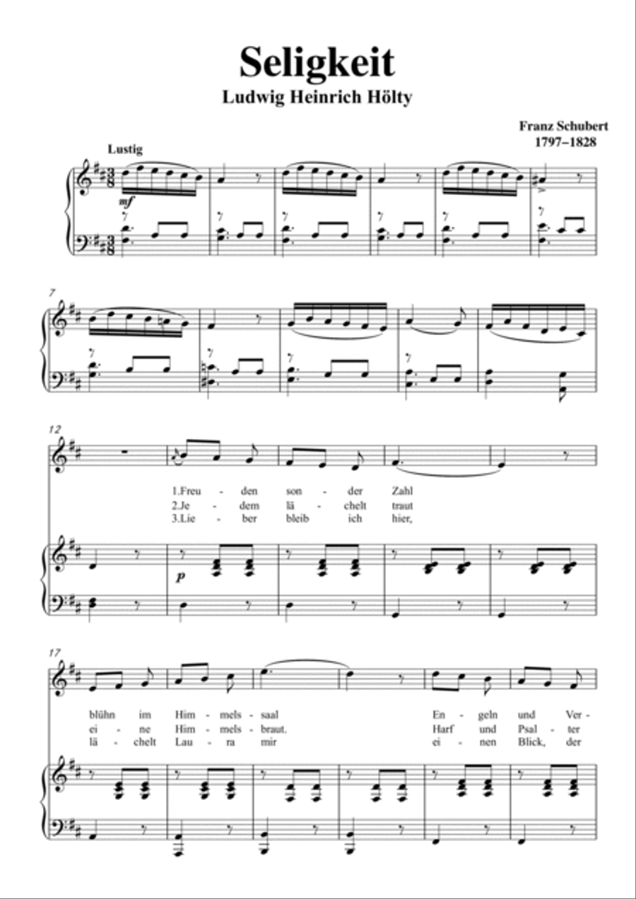 Schubert-Seligkeit in D for Vocal and Piano Voice scores gallery preview page 2