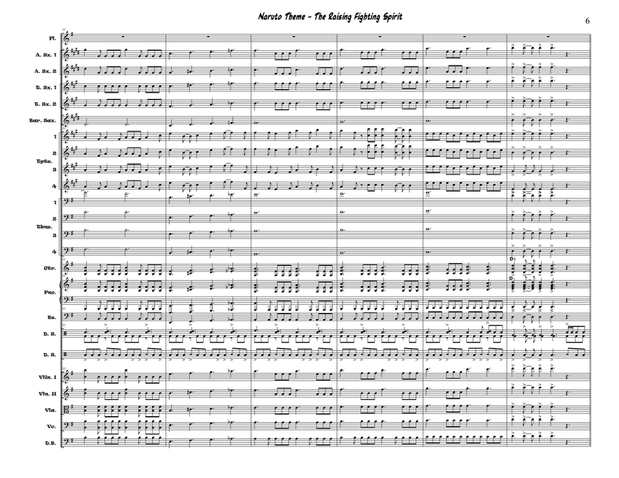Naruto Theme - The Raising Fighting Spirit Jazz Ensemble scores gallery preview page 6