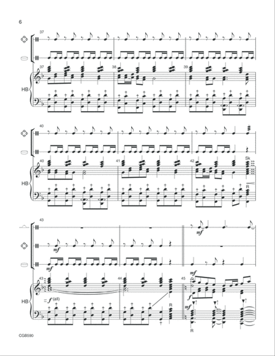 Sing We Now of Christmas; Now the Green Blade Rises (Full Score) Handbell Choir scores gallery preview page 6