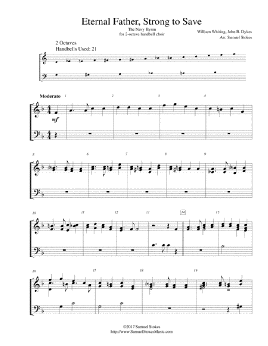 Eternal Father, Strong to Save (The Navy Hymn) - for 2-octave handbell choir 2-Octaves scores gallery preview page 1