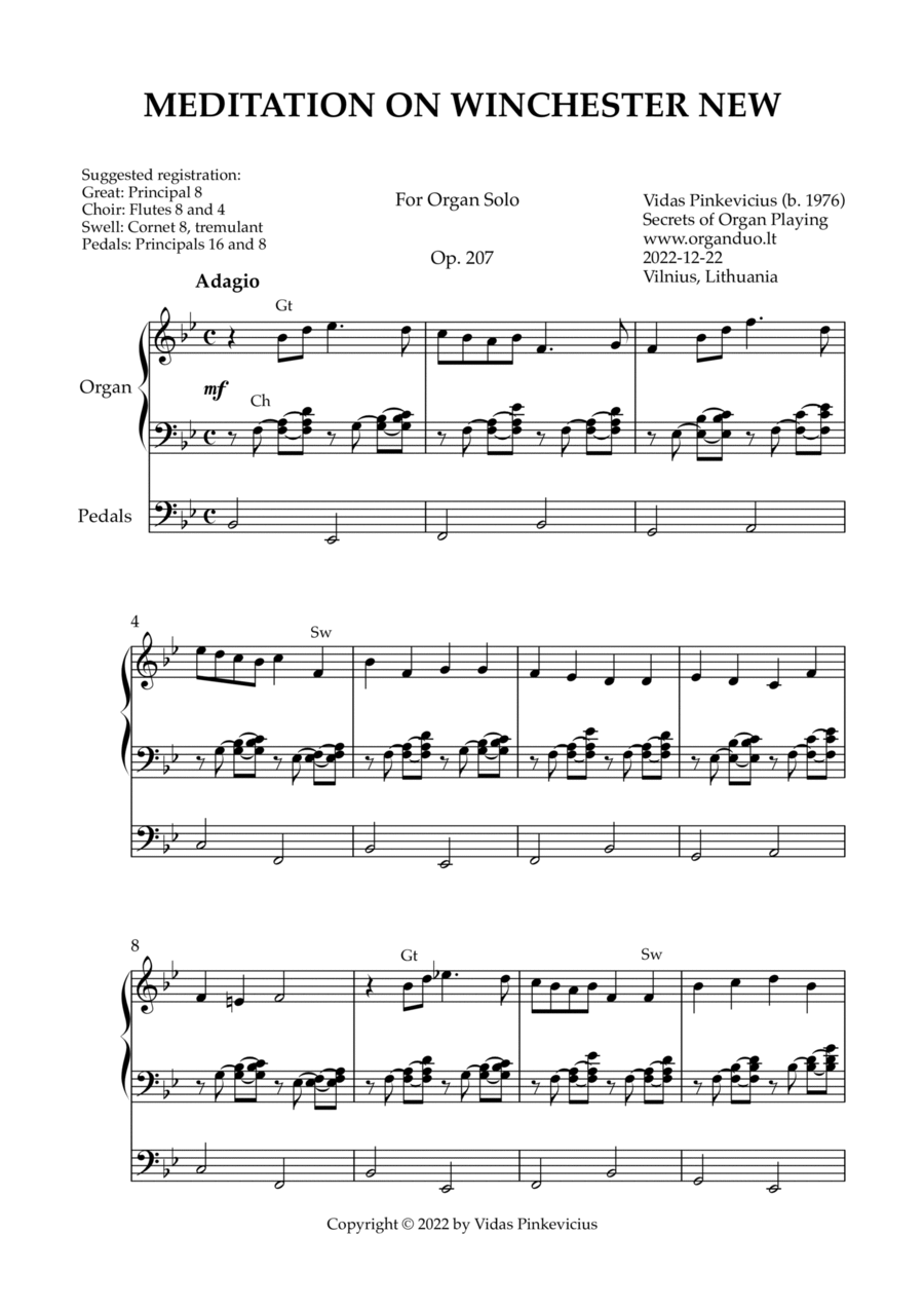Meditation on Winchester New, Op. 207 (Organ Solo) by Vidas Pinkevicius Organ Solo scores gallery preview page 1