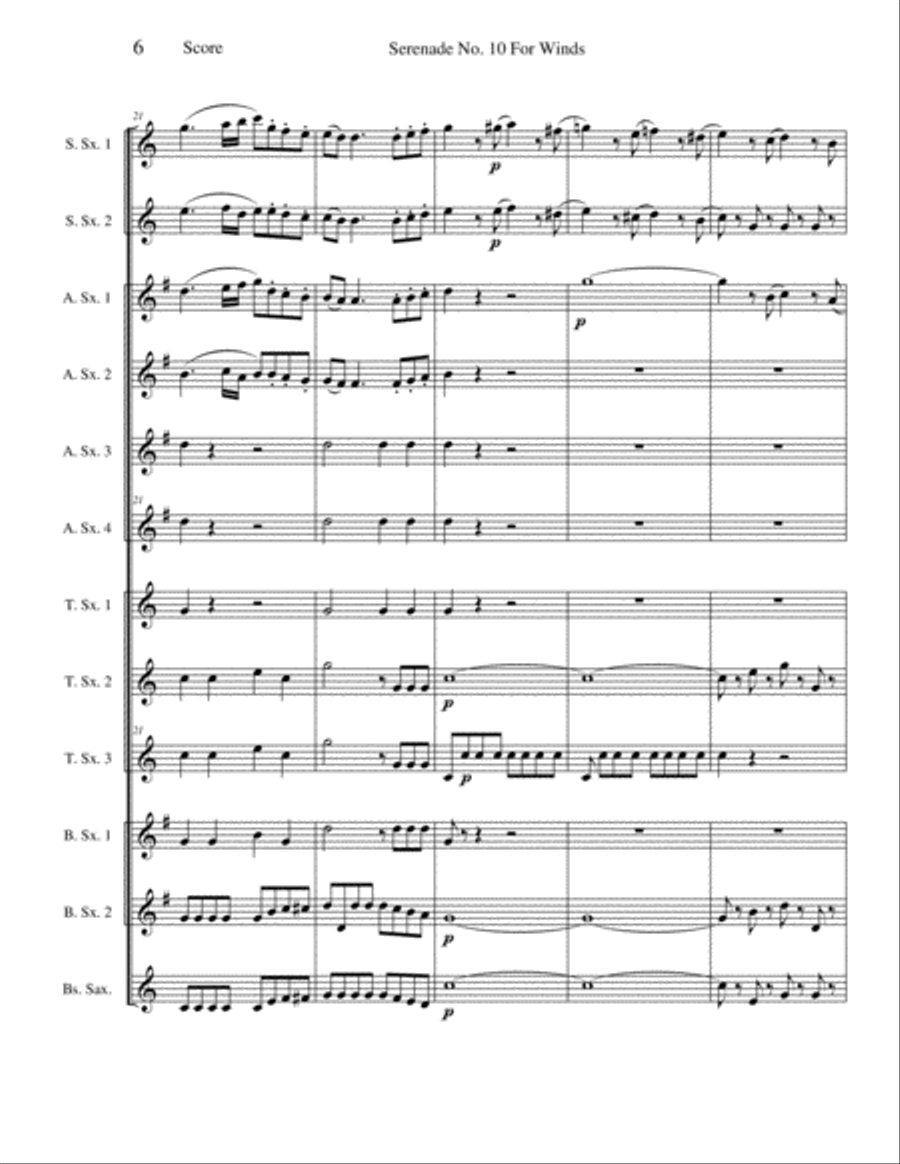 Serenade No. 10 for Winds - Mvt I (Largo) Woodwind Ensemble scores gallery preview page 6