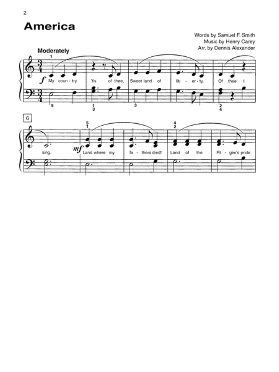 Alfred's Basic Piano Course Patriotic Solo Book, Level 2 Piano Method scores gallery preview page 3