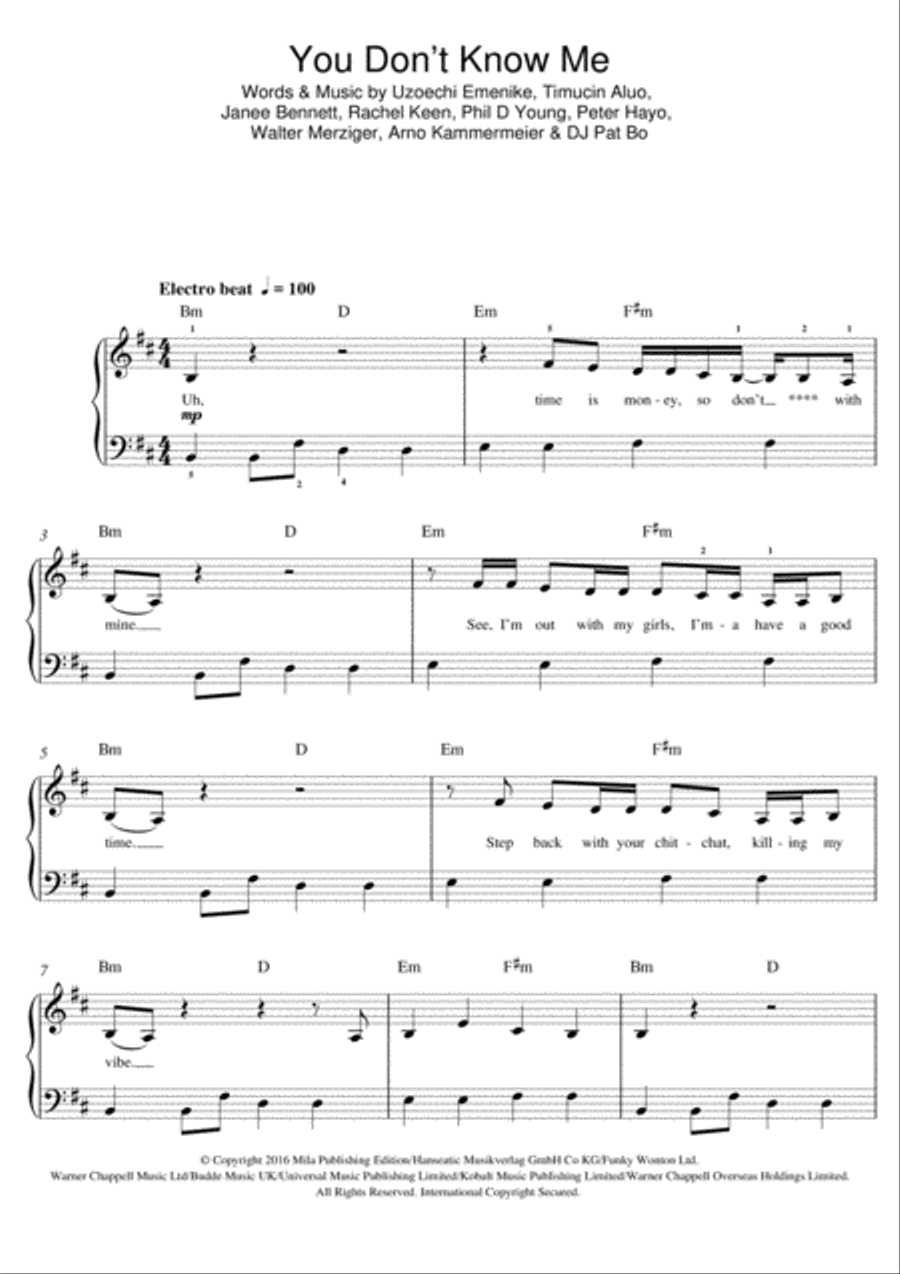 You Don't Know Me (featuring RAYE) Piano scores gallery preview page 1