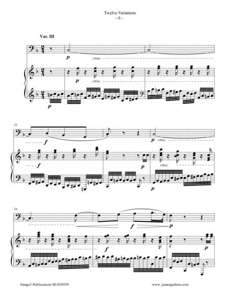 Beethoven: 12 Variations Op. 66 for Bassoon & Piano image number null