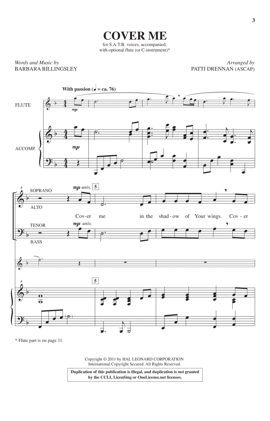 Cover Me Cover Me 4-Part scores gallery preview page 1