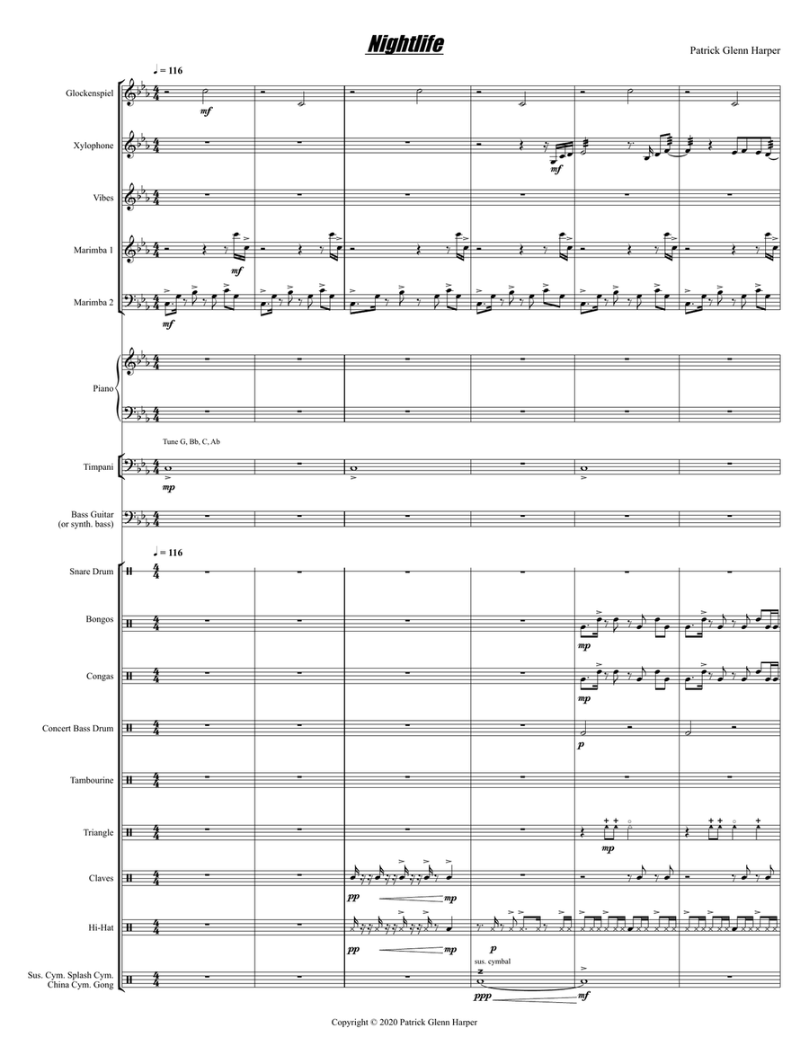 Nightlife - for Percussion Ensemble Percussion Ensemble scores gallery preview page 2